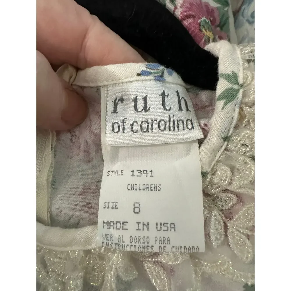 RUTH OF CAROLINA Vintage Floral Puff Sleeve Girl’s Dress - Sz 8